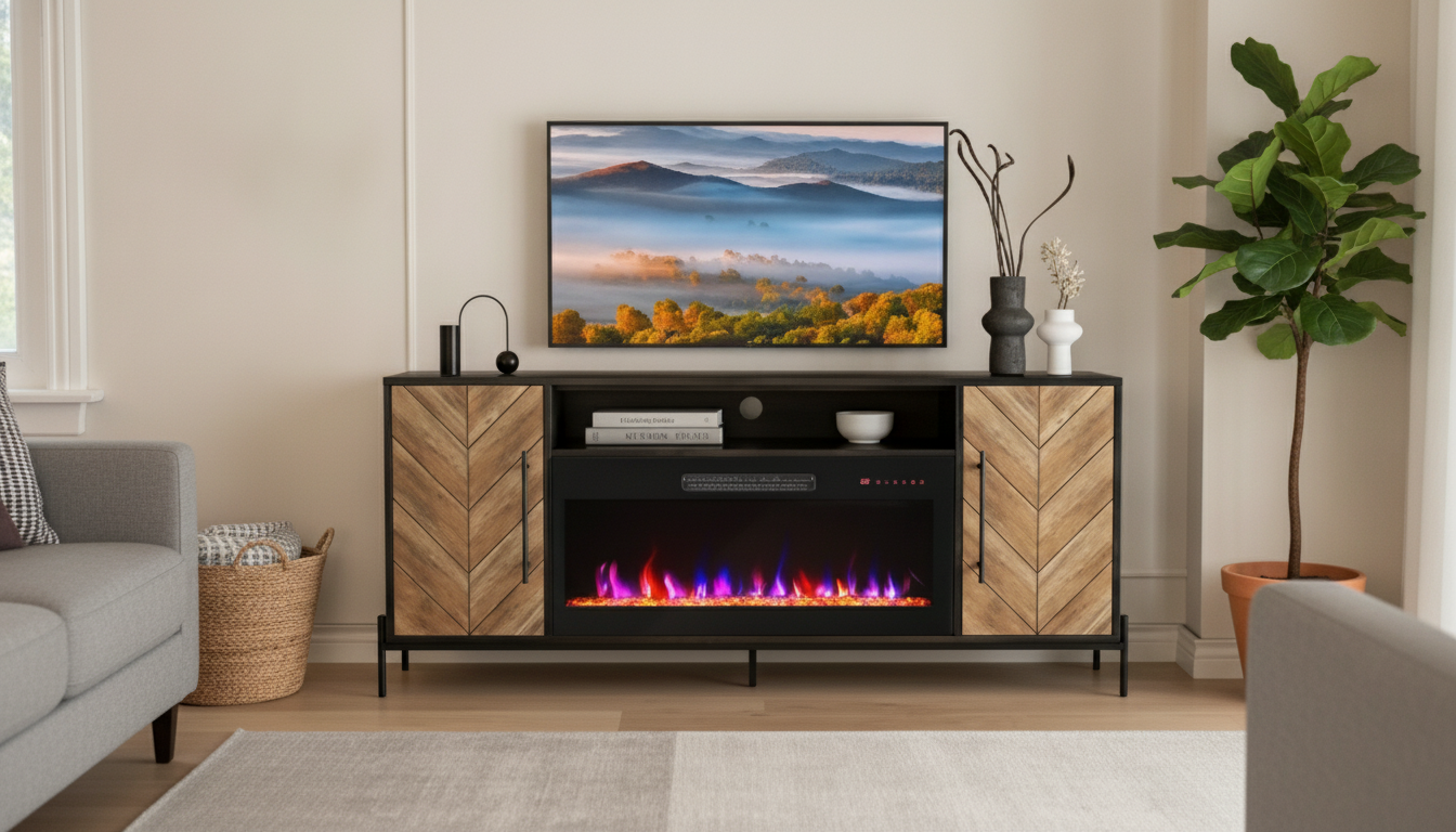 68-Inch TV Stand with 36-Inch Electric Fireplace Guide