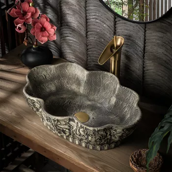 Antique Oval Ceramic Vessel Sink with Deep Bowl